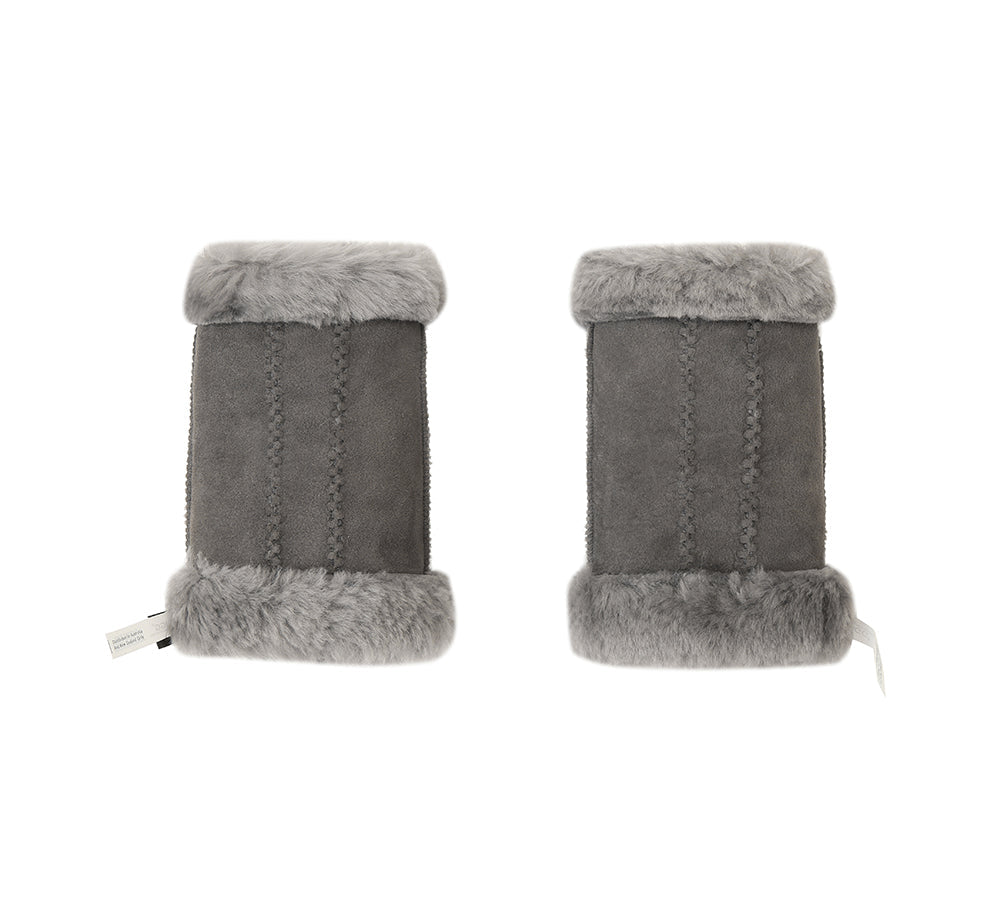Fluffy Fingerless Sheepskin Wool Mittens